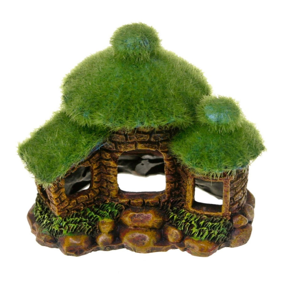 Blue Ribbon Pet Products Hut with Fiber Moss Ornament