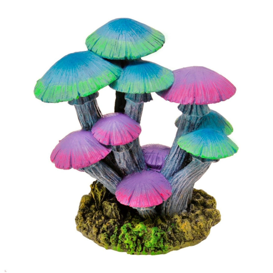Blue Ribbon Glowing Mushroom Garden Ornament Tall, Purple &, Blue