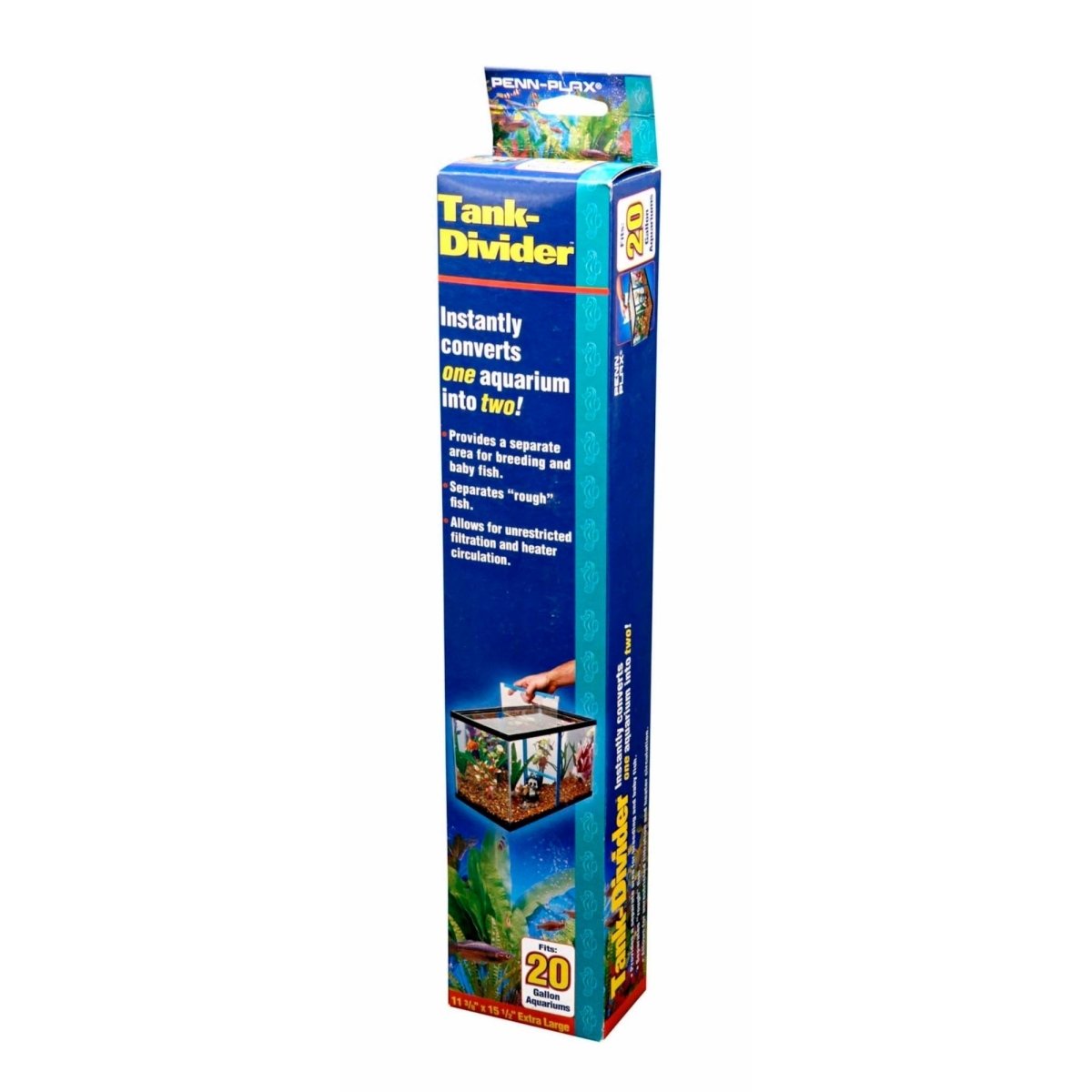 Penn - Plax Tank Divider Clear/Blue 1ea/20 gal, 11.37 X 15.5 in, XL - Pets Perfect