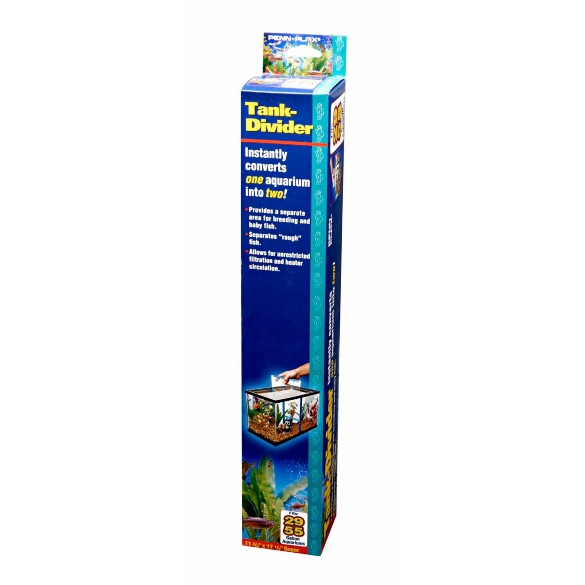 Penn - Plax Tank Divider Clear/Blue 1ea/29/59 gal, 11.37 X 17.5 in, Super - Pets Perfect