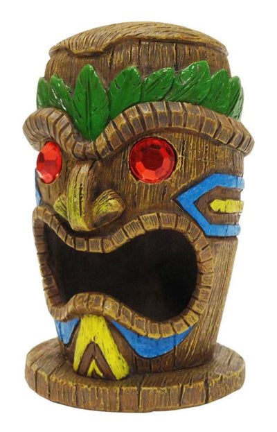 Penn-Plax Tiki Mask-Gazer Aquarium Ornament Brown/Green, 4 in, Small