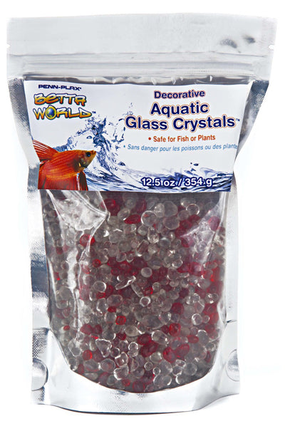 Penn-Plax Betta World Aquatic Glass Crystal Décor, White, Red, 12.5 oz