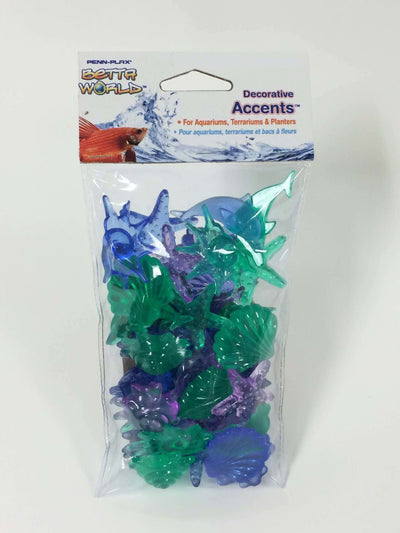Penn-Plax Betta World Decorative Accents Sea Shapes Assorted 35 ct