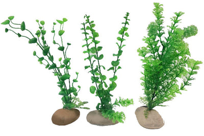 Penn-Plax Rock Aquarium Plant, Green, 12 in