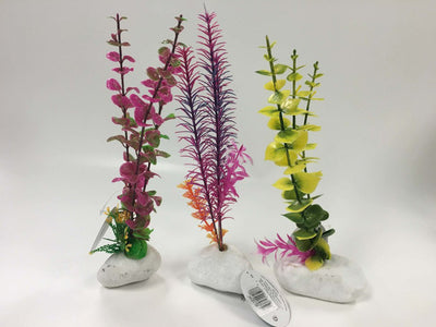 Penn-Plax Rock Plant Ornament Assorted 12in