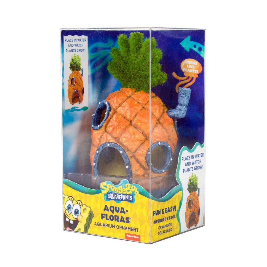 SpongeBob Aqua - Floras Living Pineapple House Aquarium Ornament 1ea/MD - Pets Perfect