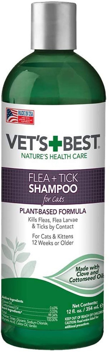 Vet's Best Flea and Tick Shampoo for Cats 1ea/12 Fl. oz - Pets Perfect