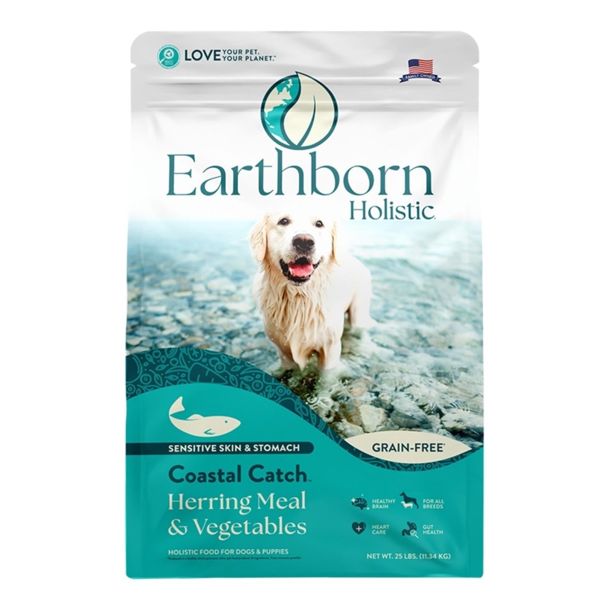 Earthborn Holistic Coastal Catch Grain - Free Dry Dog Food Herring Meal & Vegetables 25lb - Pets Perfect