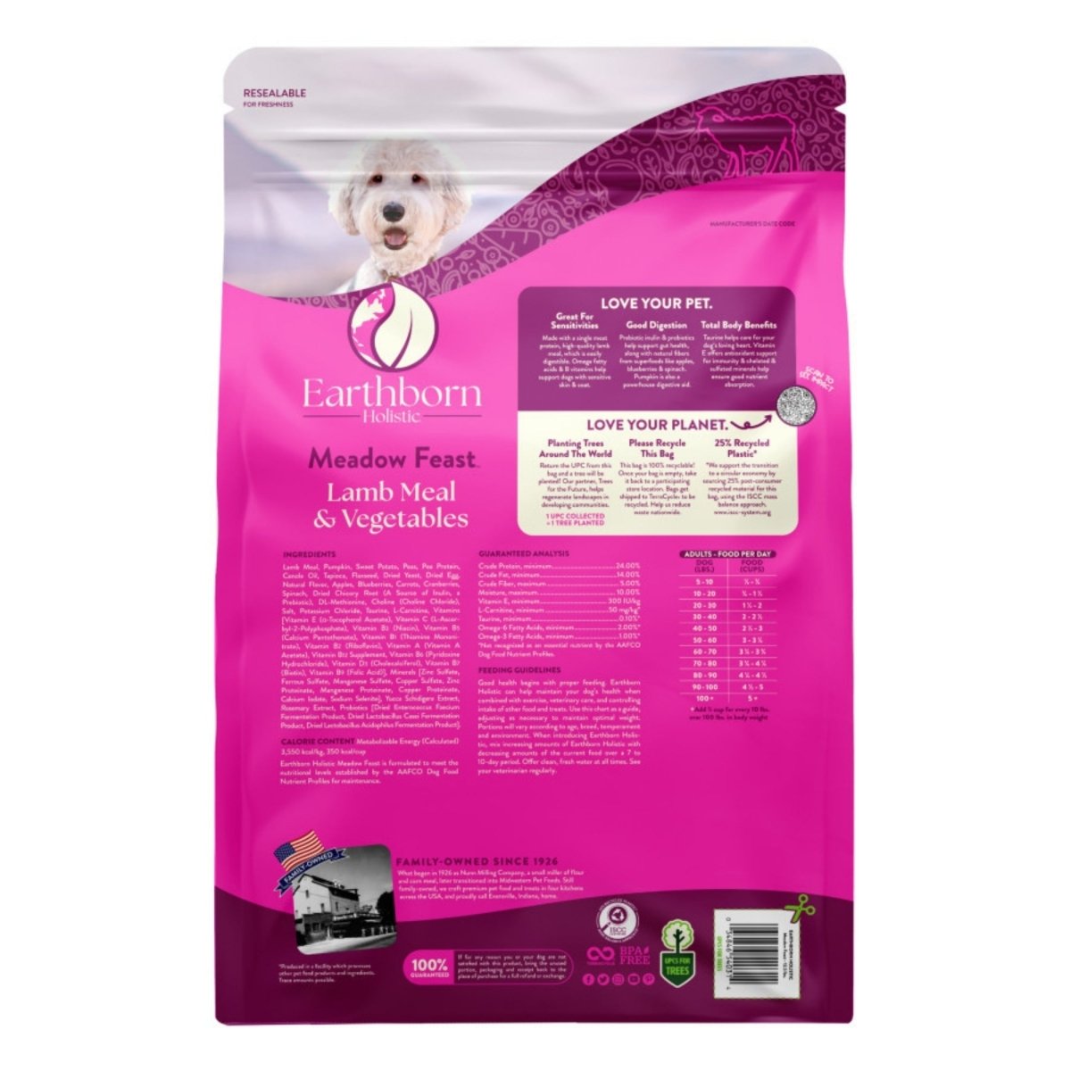 Earthborn Holistic Meadow Feast Grain - Free Dry Dog Food Lamb Meal & Vegetables 12.5lb - Pets Perfect
