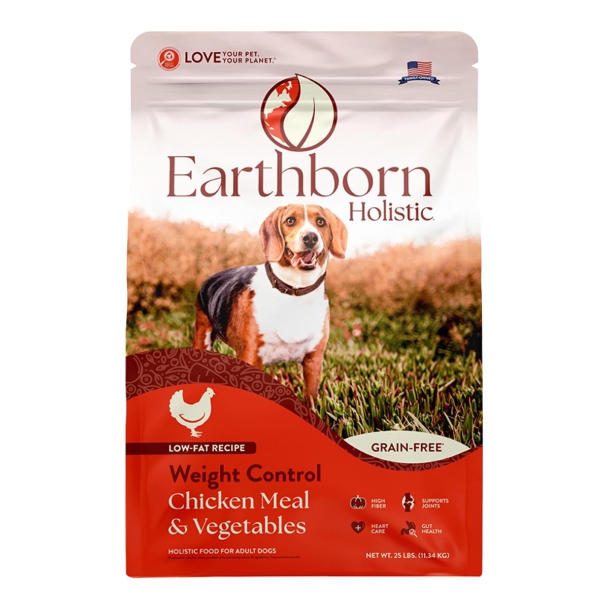 Earthborn Holistic Weight Control Grain - Free Dry Dog Food Chicken Meal & Vegetables 25lb - Pets Perfect