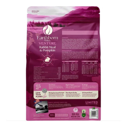 Earthborn Holistic Venture L.I.D. Grain - Free Dry Dog Food Rabbit Meal & Pumpkin 25lb - Pets Perfect