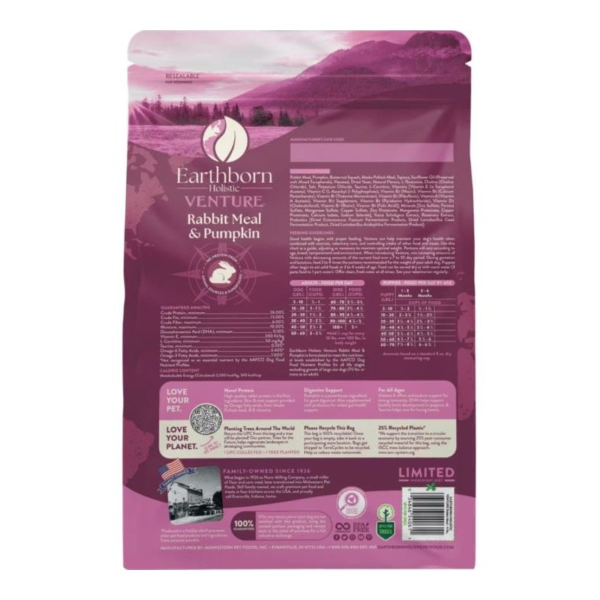 Earthborn Holistic Venture L.I.D. Grain - Free Dry Dog Food Rabbit Meal & Pumpkin 4lb - Pets Perfect