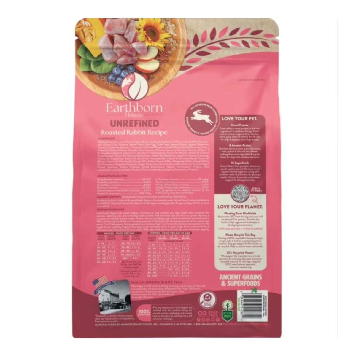 Earthborn Holistic Unrefined Ancient Grains & Superfoods Dry Dog Food Roasted Rabbit 4lb - Pets Perfect