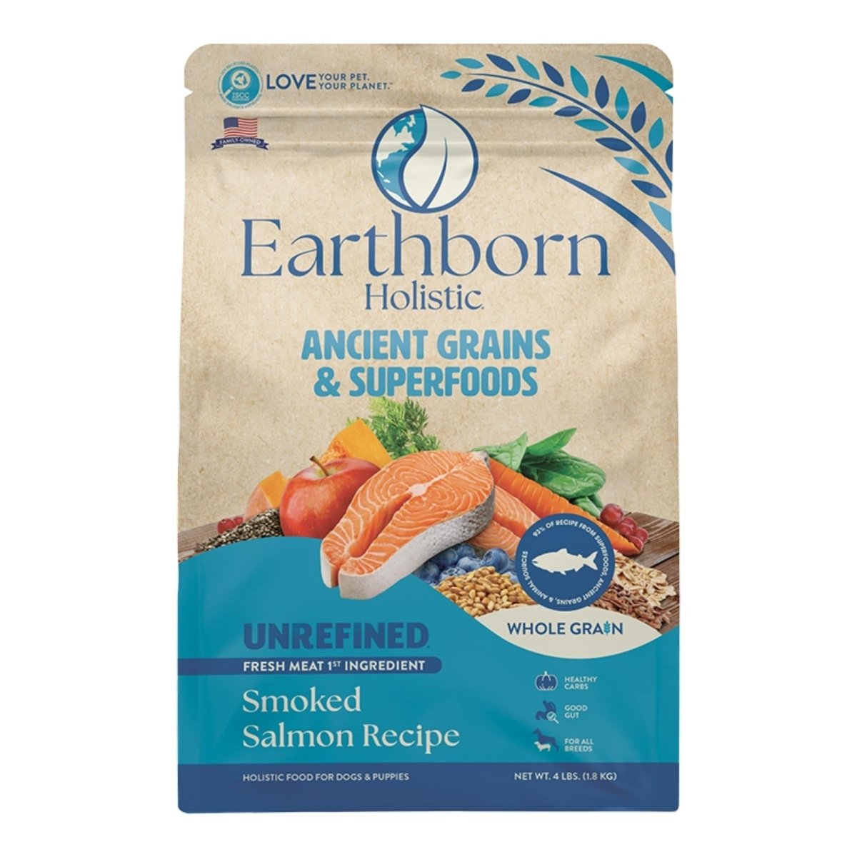 Earthborn Dog Unrefined Ancient Grains Salmon 4Lb - Pets Perfect