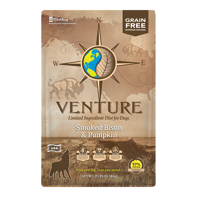 Earthborn Holistic Venture LargeI.D. Grain-Free Dry Dog Food Smoked Bison & Pumpkin 25 lb