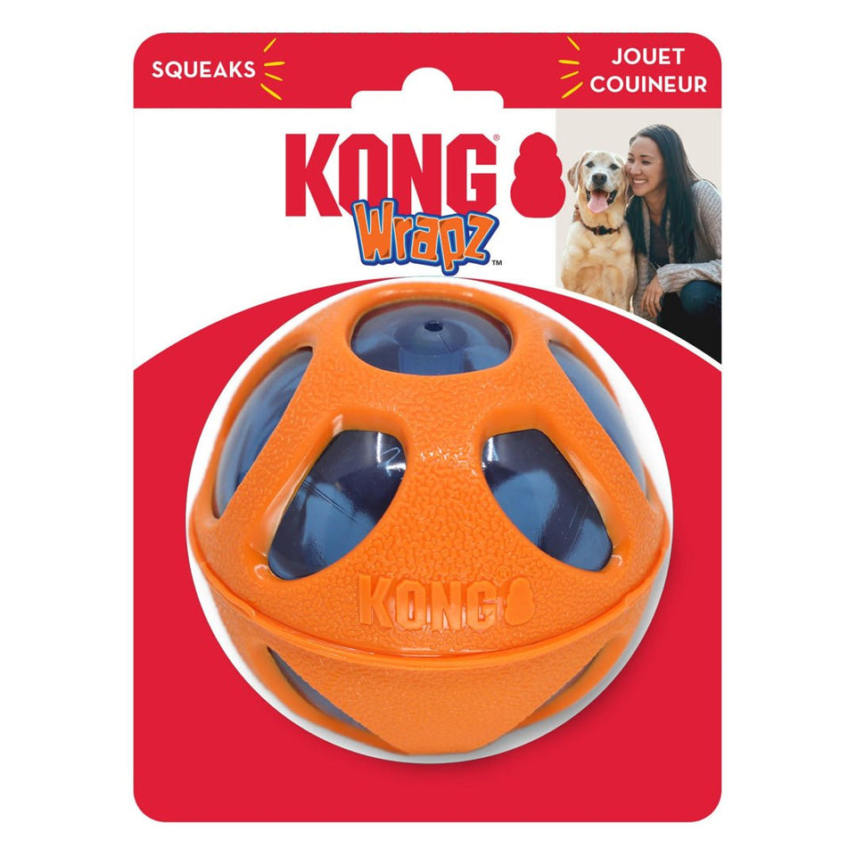 KONG Wrapz Dog Toy Ball Orange Large, view 2