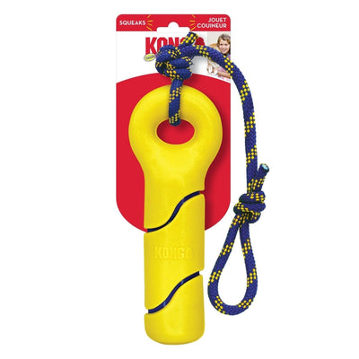 KONG Squeezz Tennis Buoy with Rope Dog Toy Yellow Large