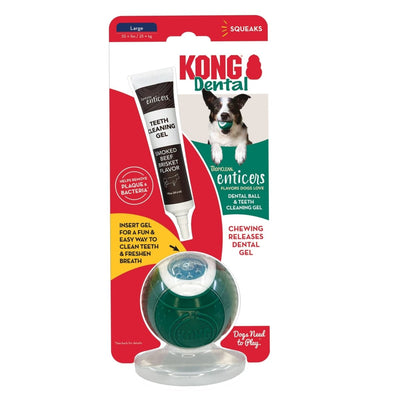 KONG Dental Ball with TropiClean Teeth Cleaning Gel, Honey Chicken