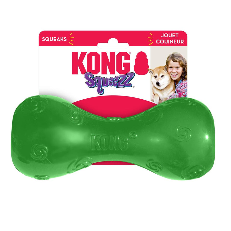 KONG Squeezz Dumbbell Dog Toy Assorted Large, view 2