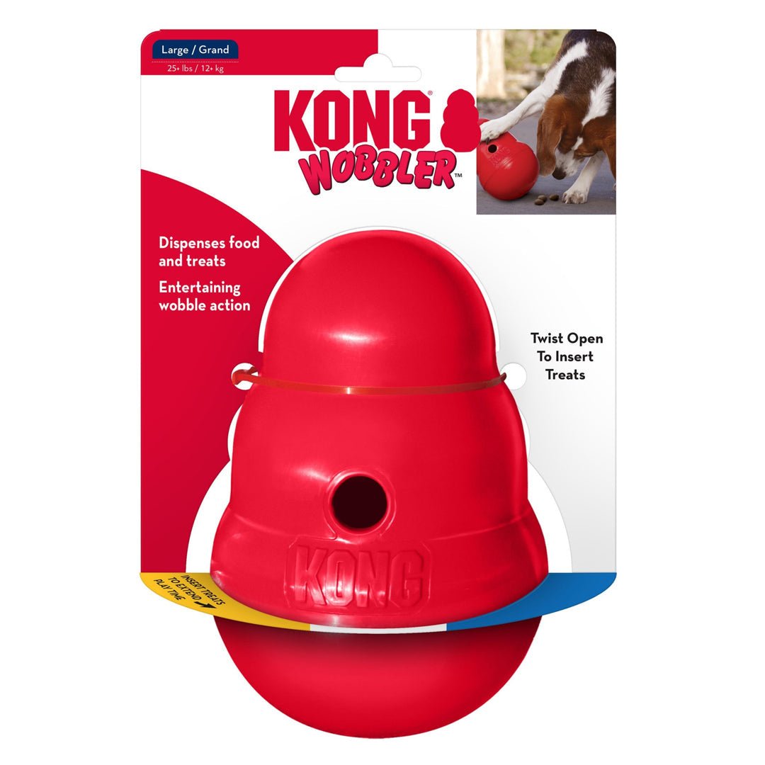 KONG Wobbler Food and Treat Dispenser Dog Toy Red 1ea/LG - Pets Perfect