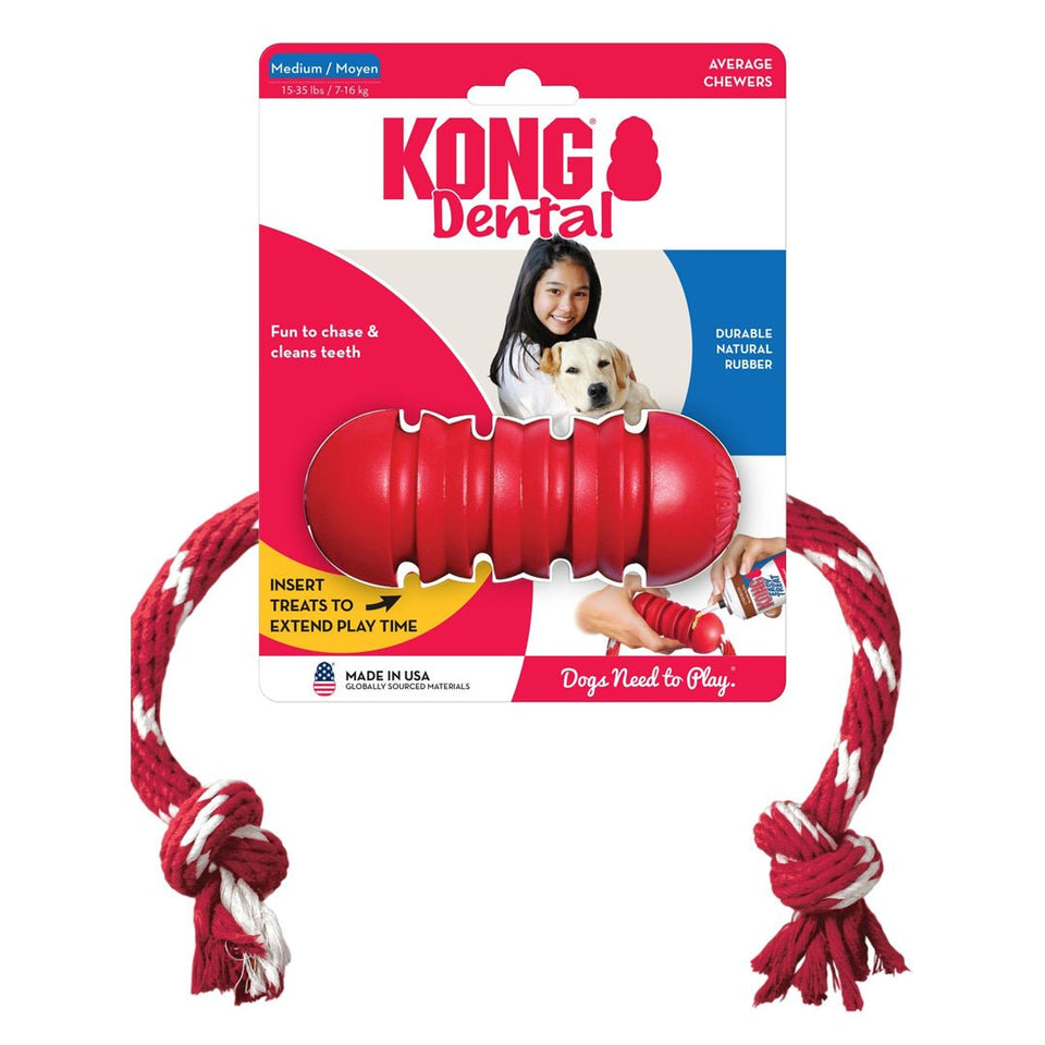 KONG Dental Chew Dog Toy with Floss Rope, Medium, view 2