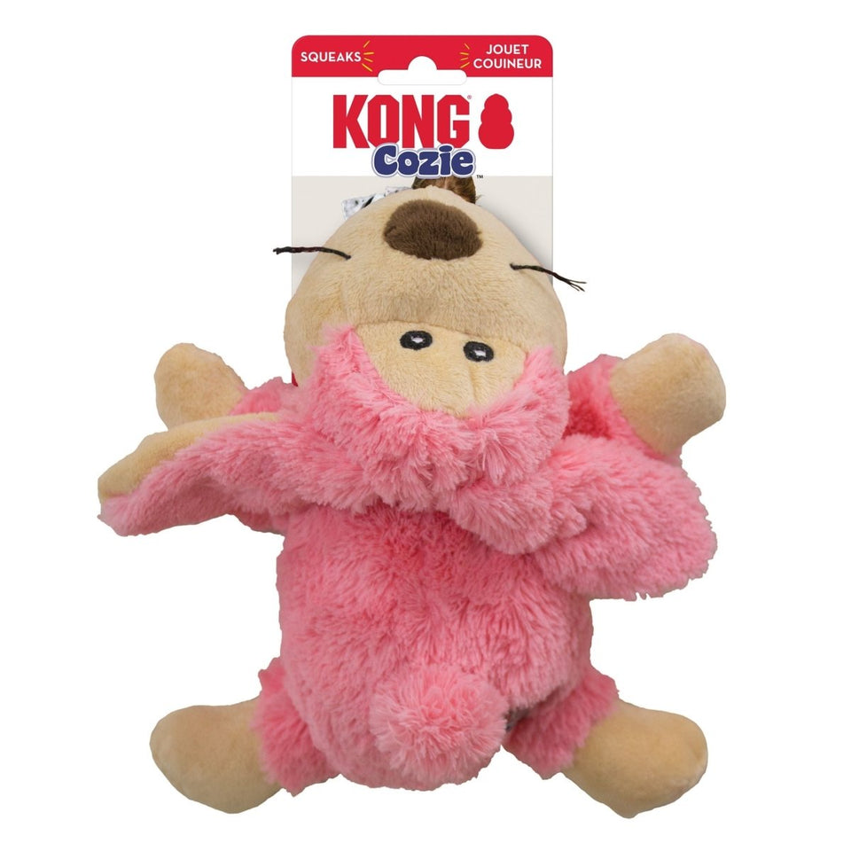 KONG Cozie Floppy Rabbit Plush Dog Toy Pink Medium