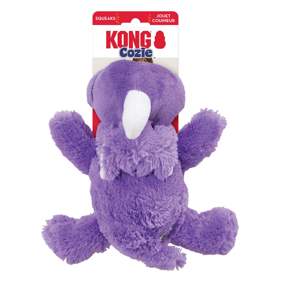 KONG Cozie Rosie Rhino Plush Dog Toy, Purple Medium