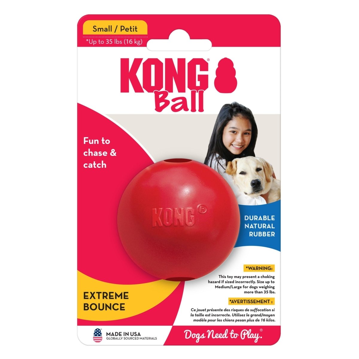KONG Ball Dog Toy Red 1ea/SM - Pets Perfect