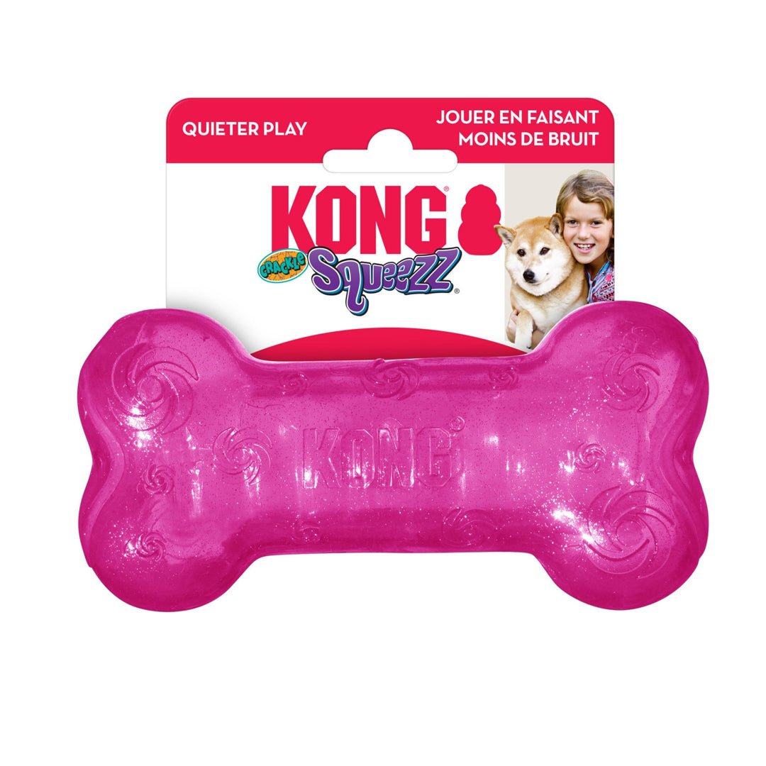 KONG Squeezz Crackle Bone Dog Toy Assorted 1ea/MD - Pets Perfect
