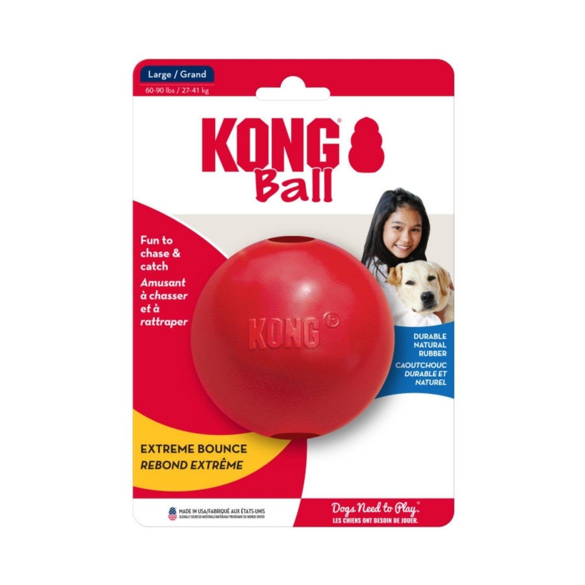 KONG Ball w/Hole 1ea/MD/LG - Pets Perfect