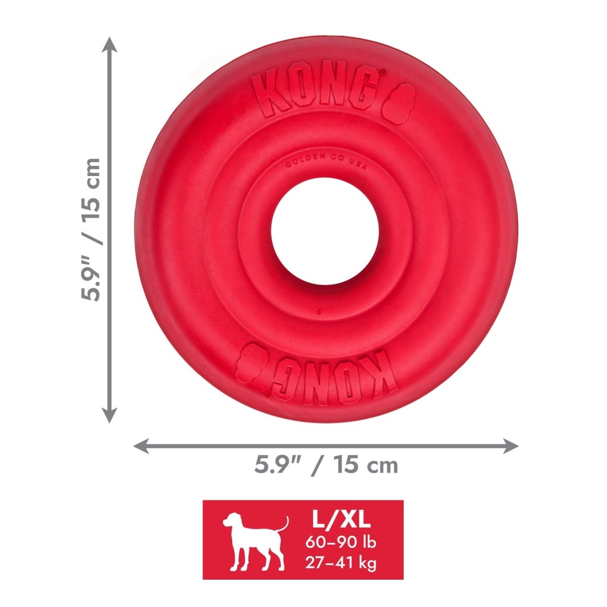 KONG Donut Natural Rubber Chew & Fetch Dog Toy | Large/X - Large - Pets Perfect