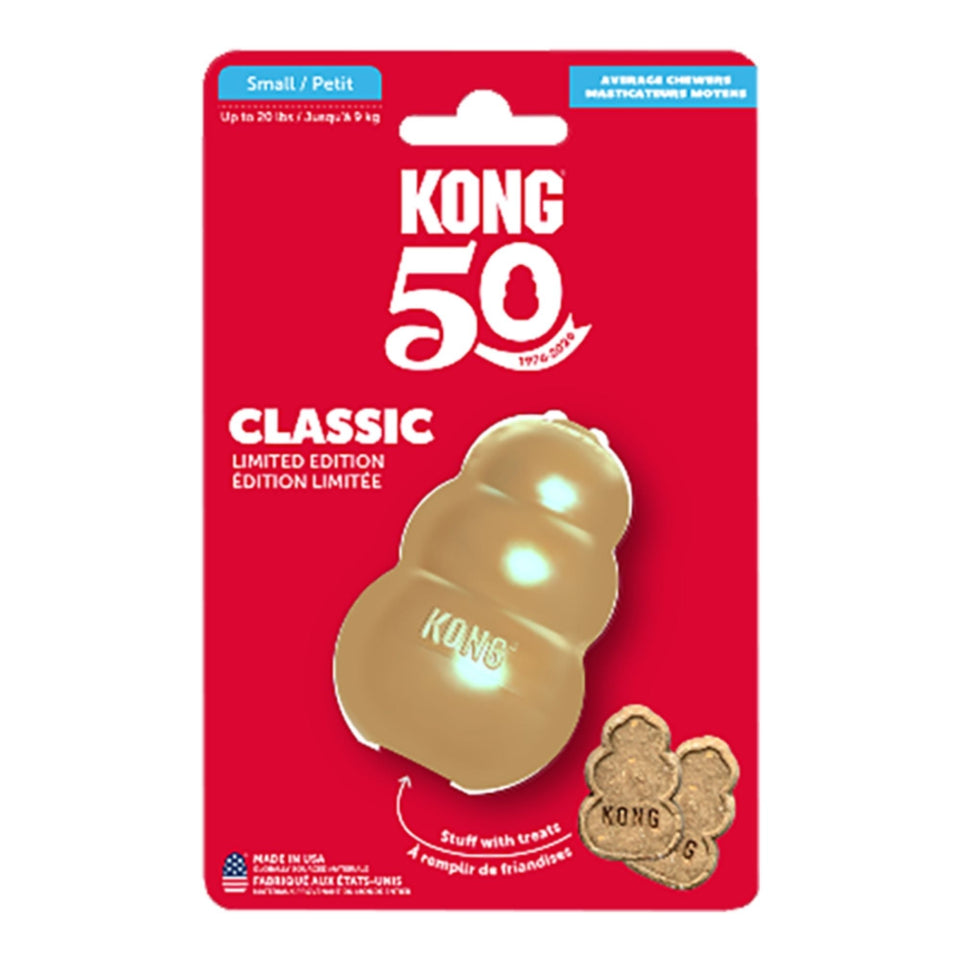 KONG Classic 50 Year Anniversary Dog Toy Gold, 1ea/MD - Dog Toys Hard Chews