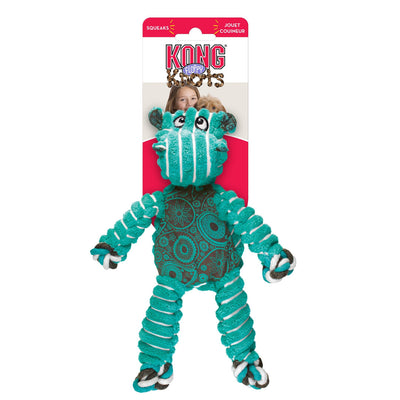 KONG Floppy Knots Hippo Dog Toy, Green Small/Medium