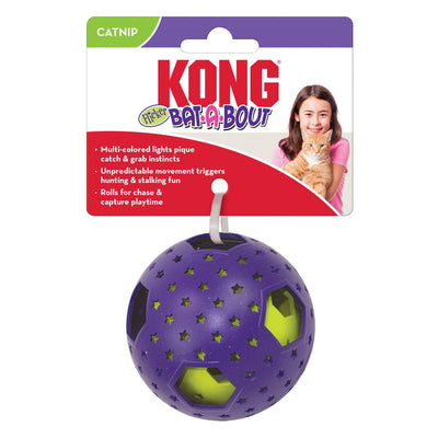 KONG Bat-A-Bout Flicker Disco Ball Catnip Cat Toy Purple