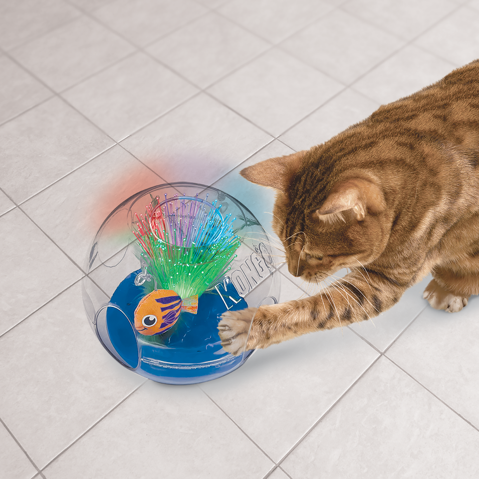 KONG Bat-A-Bout Glow Aquarium Cat Toy Medium