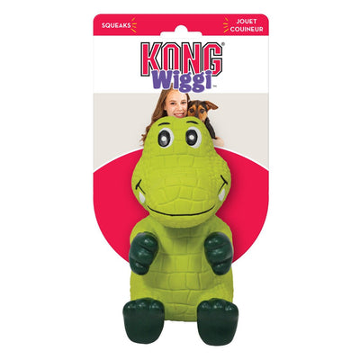 KONG Wiggi Alligator Dog Toy - Small Multi-Texture Squeaker