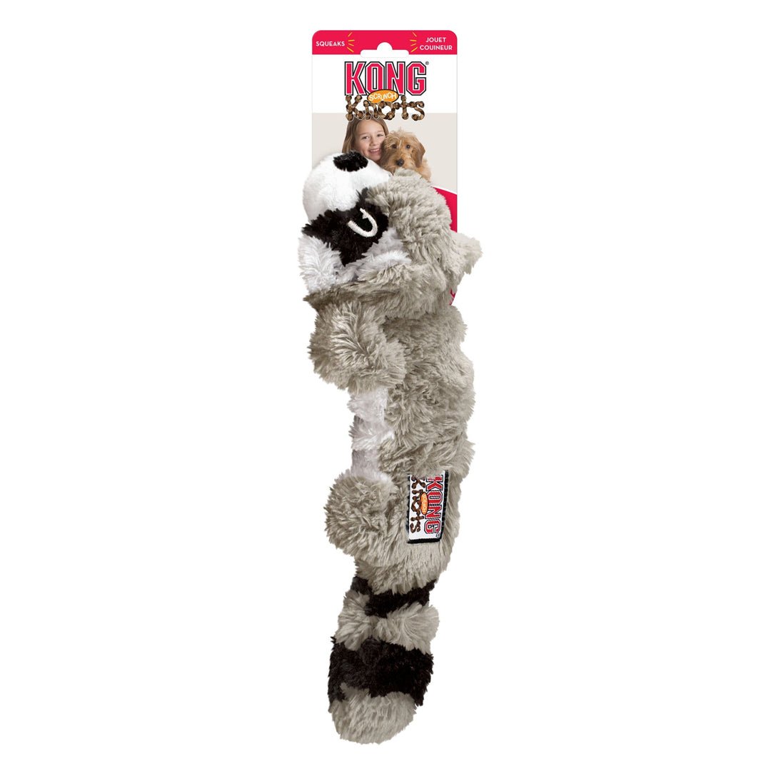 KONG Scrunch Knots Raccoon Dog Toy Gray 1ea/MD/LG - Pets Perfect