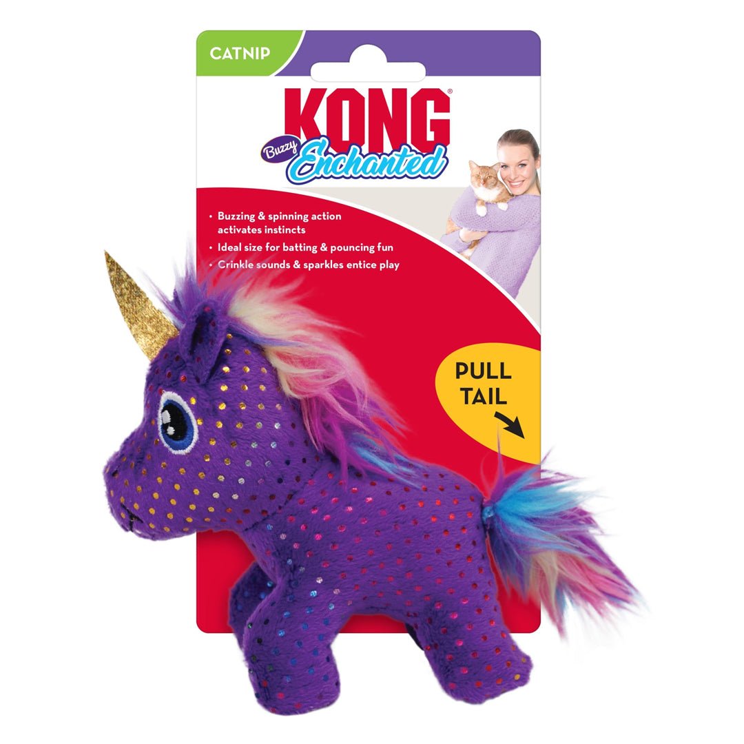 KONG Enchanted Buzzy Unicorn Catnip Toy Purple 1ea/One Size - Pets Perfect