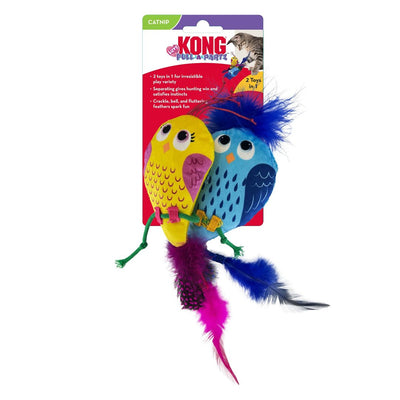 KONG Pull-A-Partz Luvs Cat Toy Yellow & Blue