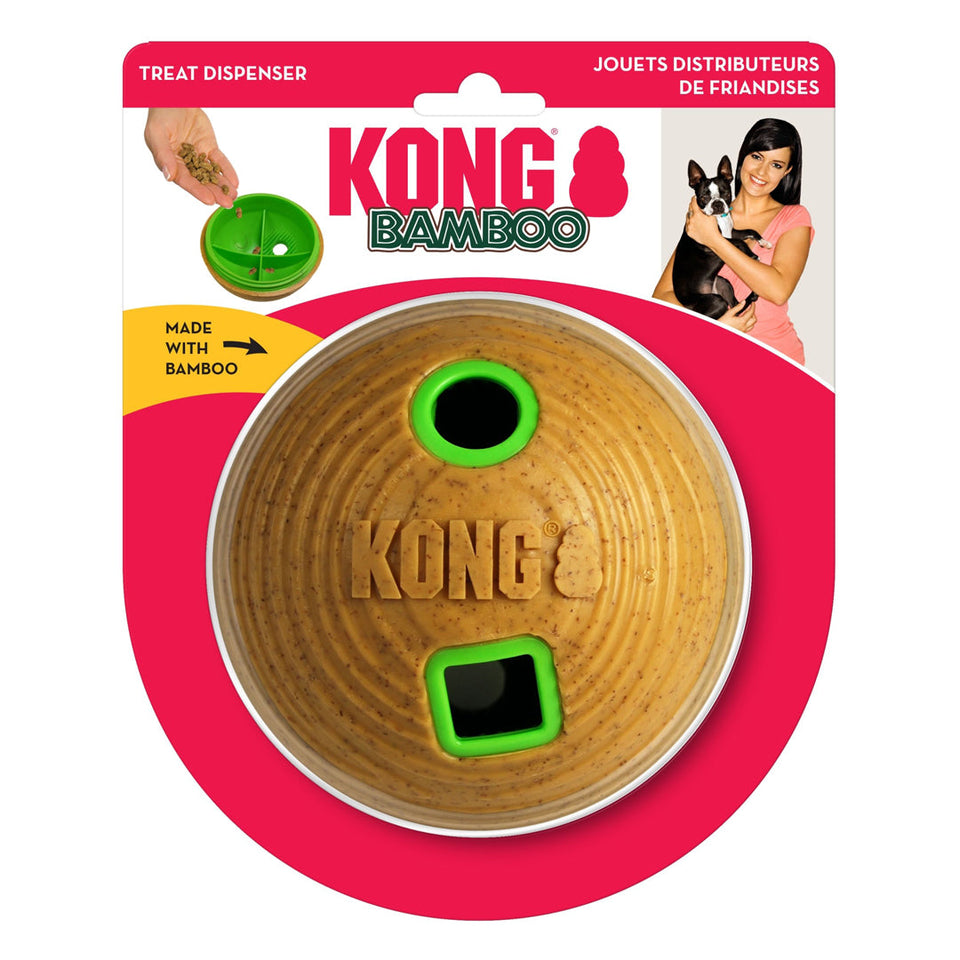 KONG Bamboo Treat Dispenser Ball Dog Toy - Medium