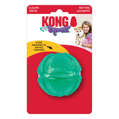 KONG Dental Squeezz Ball Dog Chew, Teal, Medium