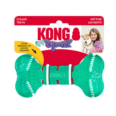 KONG Dental Squeezz Bone Dog Chew Teal Medium