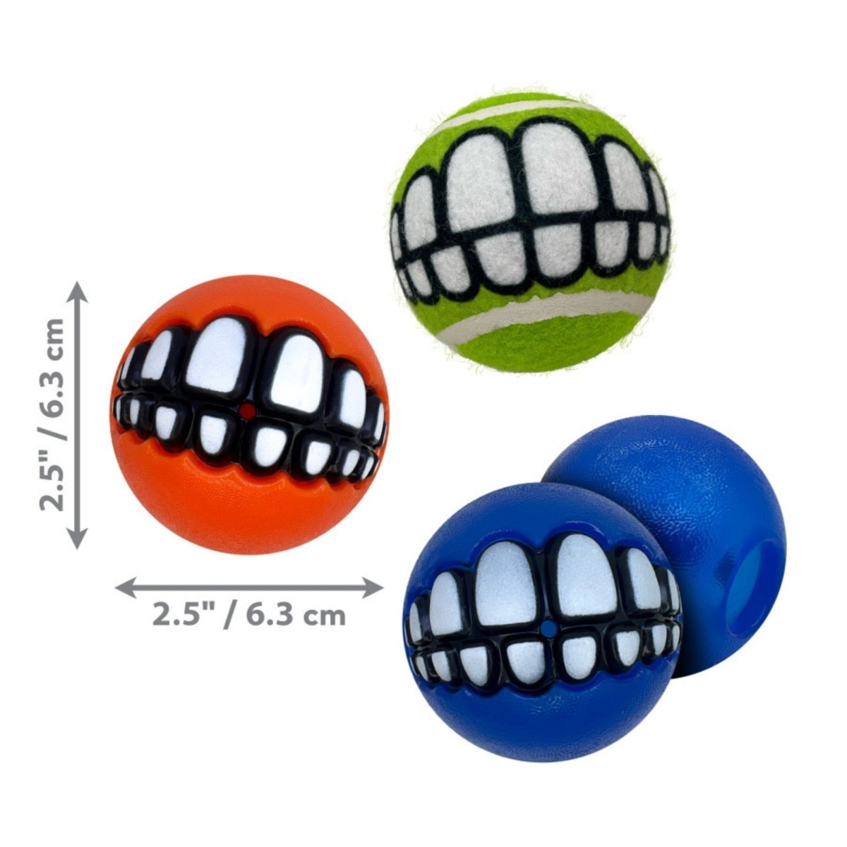 KONG Grinz by Rogz Variety Ball Dog Toys 1ea/MD, 3 pk - Pets Perfect