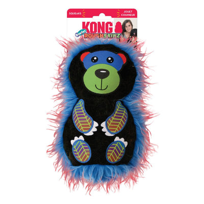 KONG RoughSkinz Suedez Bear Squeaker Dog Toy - Medium (Black)