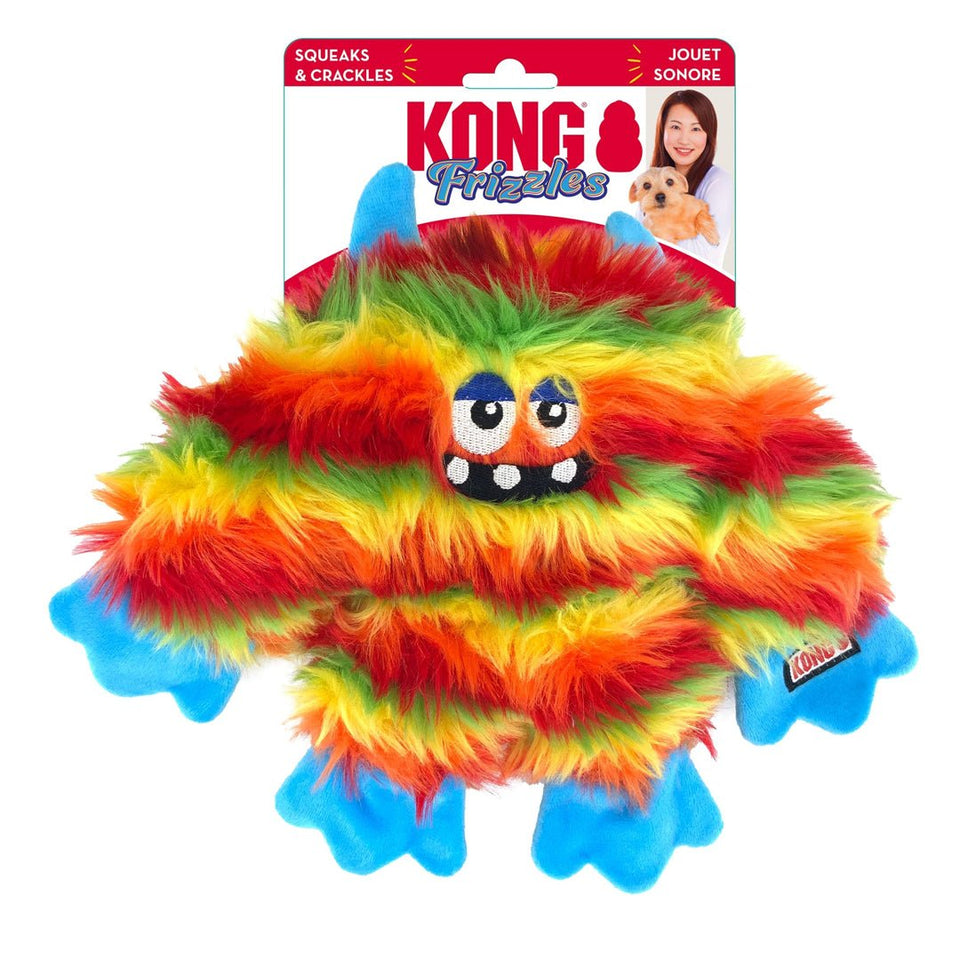 KONG Frizzles Zazzle Plush Dog Toy, Medium, Squeaker & Crinkle