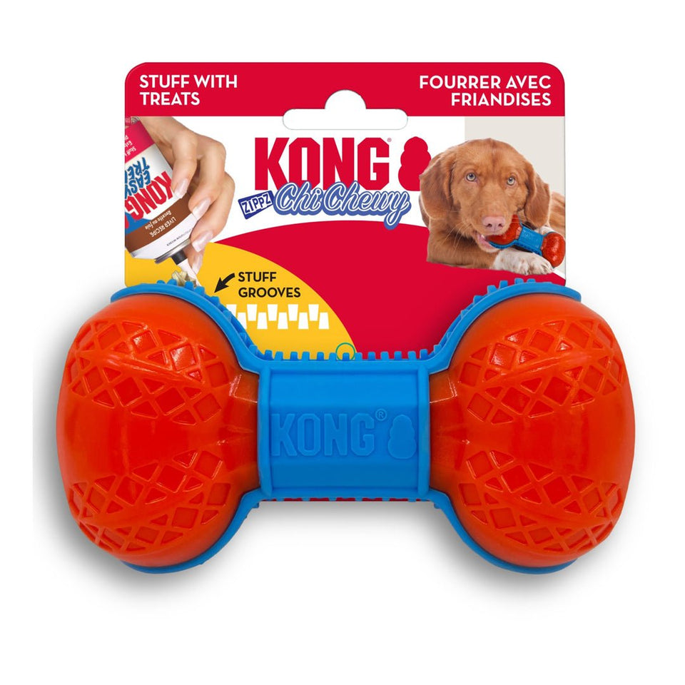 KONG ChiChewy Zippz Dog Toy Bone, Treat Paste Chew & Fetch Toy, Medium