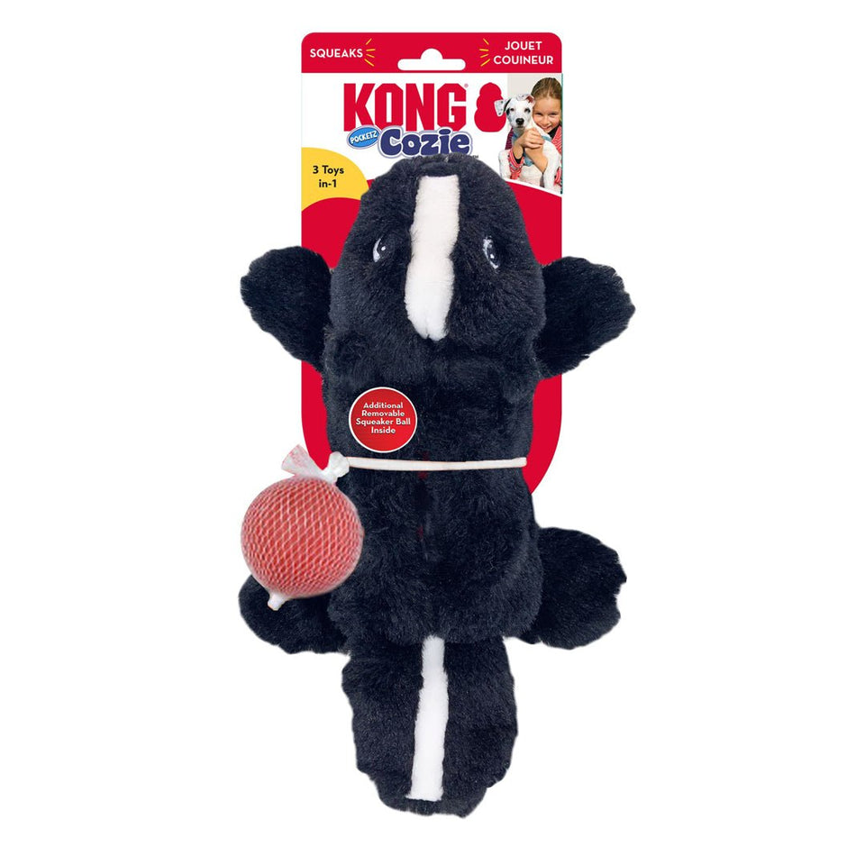KONG Cozie Pocketz Dog Toy Skunk Small