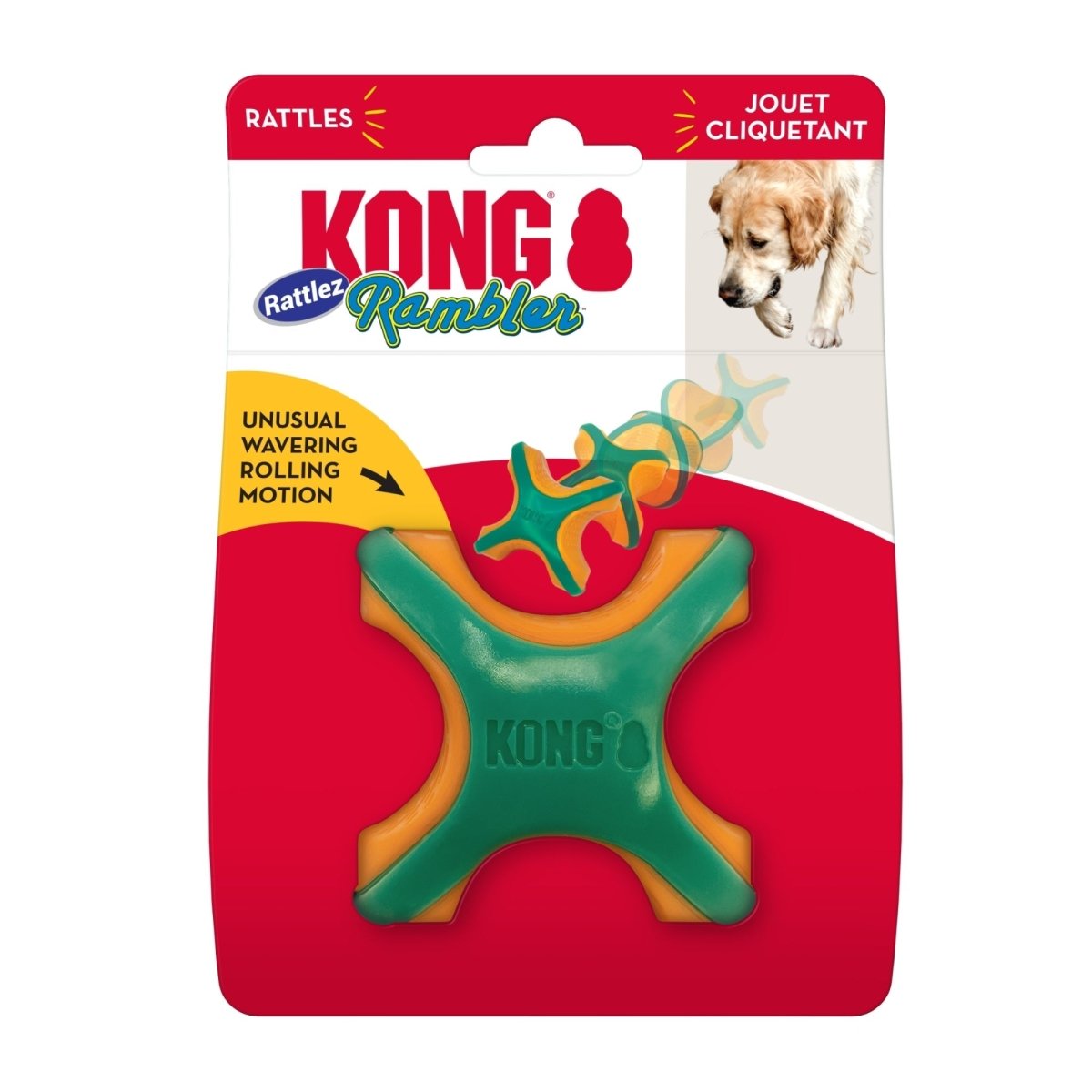 KONG Rambler Rattlez Dog Toy X - Ball, LG (2 pack) - Pets Perfect