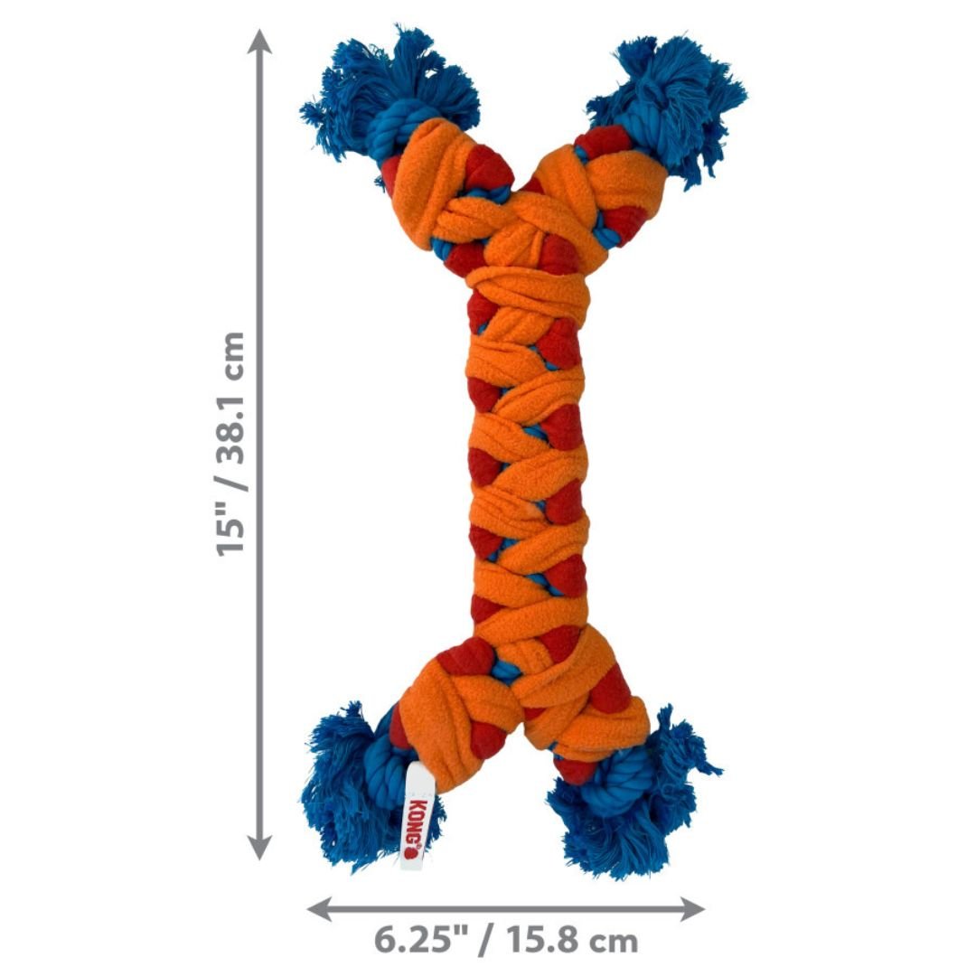 KONG Rope Rally Bone Red/Orange/Blue MD - Pets Perfect