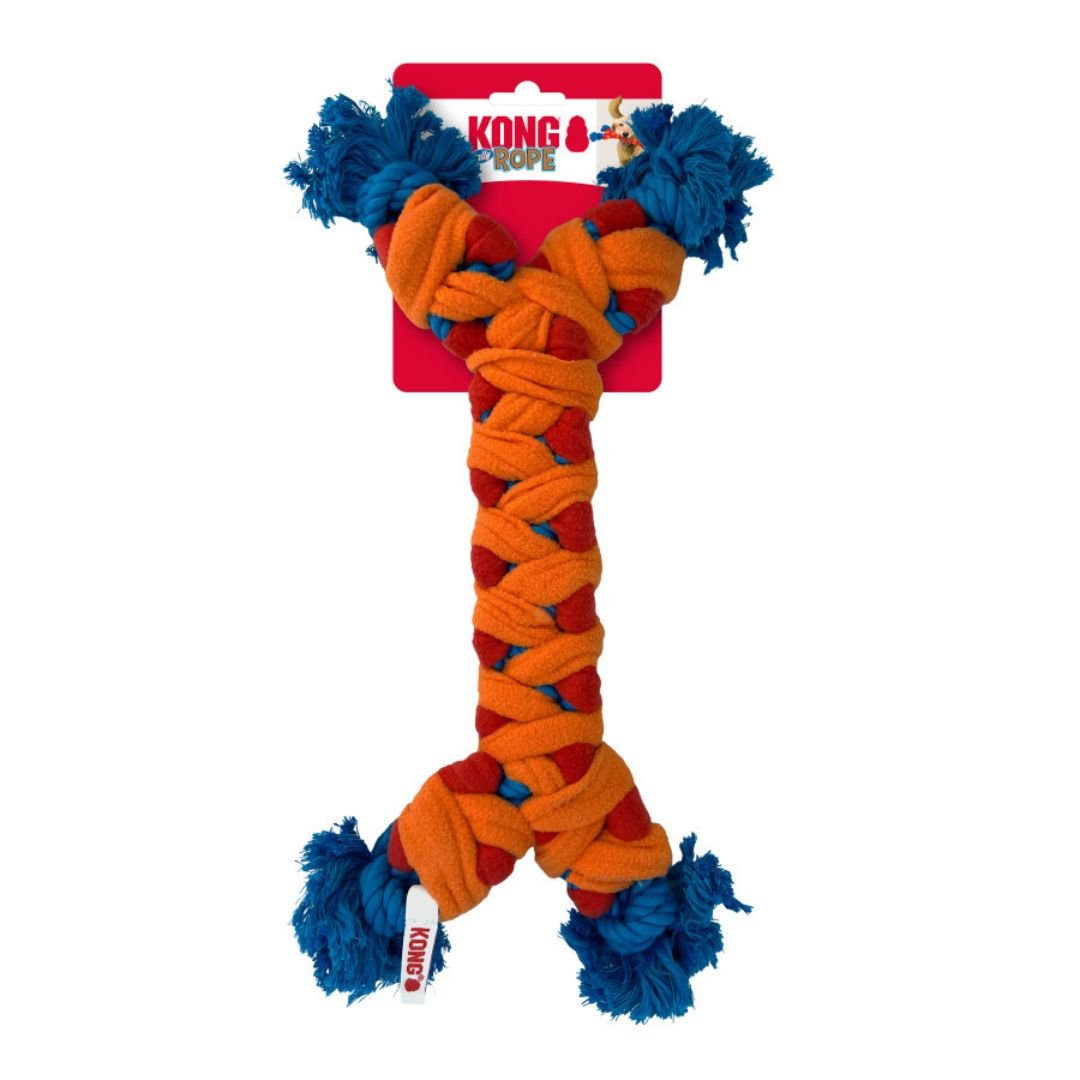 KONG Rope Rally Bone Red/Orange/Blue MD - Pets Perfect